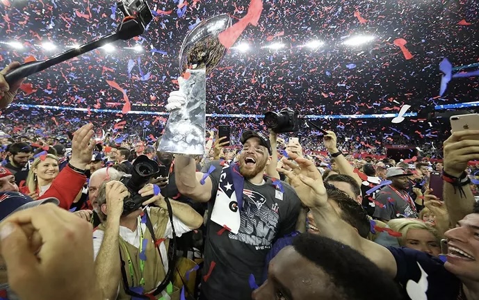Celebrating Super Bowl LI with the Lombardi Trophy